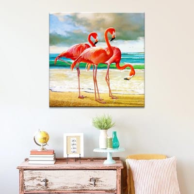 5D Doe-het-zelf Diamantschilderij Flamingo Borduurwerk Diamant Kruissteek 30x30CM beige