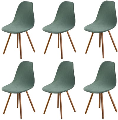 Set van 1/2/4/6 Fluwelen Scandinavische jacquard, Effen kleur hoezen voor eetkamerstoelen, hoezen voor stoelen zonder leuning voor de keuken, woonkamer, kantoor (matcha-groen, 6 stuks)
