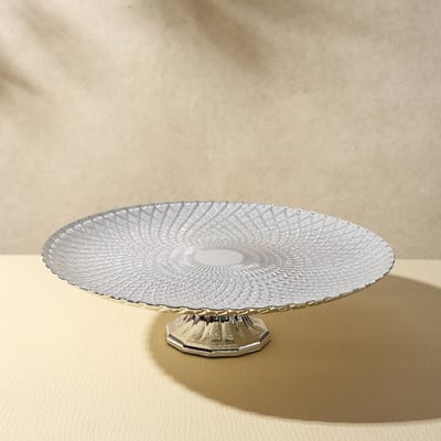 Plateau à fruits européen de luxe léger haut de gamme en verre à pied haut, plateau à bonbons électroplaqué pour salon, plateau à fruits rond de grande taille 27cm