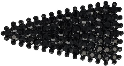 Haarsoires Haarspeld Klikklak 7cm - Driehoek Vorm - Glitter Steentjes - Zwart - Haarclip Speldjes - Makkelijk in Gebruik - Haaraccessoires voor Volwassenen & Kinderen - Hair Clip - Decoratieve Haaraccessoire