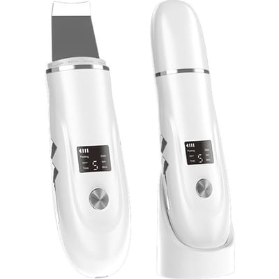 Gezichtsreiniger Ultrasone Huidscrubber Vibratie Gezichtsspatel Mee-eter Verwijderaar Cavitatie Peeling Gezichtsverlichting Huidverzorgingstools white