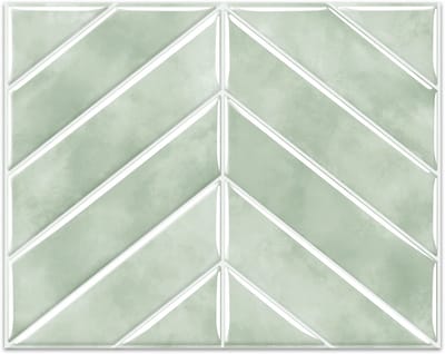 24Supply Plaktegels - 10 Stuks - Glans - Visgraat - Groen - 28.96x23.11 cm
