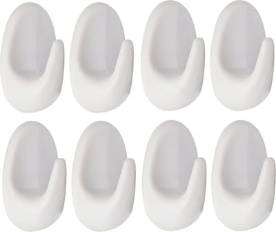 Tendance Plakhaakjes - 3 x 2 x 5 cm - Zelfklevende ophang haakjes - 8x stuks - kunststof - wit - keuken/badkamer haken