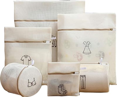 Wassen Zakken - Kleding Beschermers - Kleding Beschermen - Verstevigd Polyester - 6 Stuks - Beige