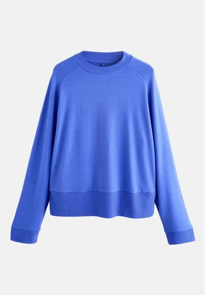 Next - Dames - Gezellige zacht aanvoelende trui met lange mouwen en ronde hals - Blauw