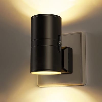 Verte Night Light - LED-Nachtlampje - Nachtlampje met Fitting en Schemersensor - 3000K - Warm Wit - Dimbaar Nachtlampje met Fitting voor de Kinderkamer - Trap - Gang - Slaapkamer - Keuken - Zwart - 1 Stuk