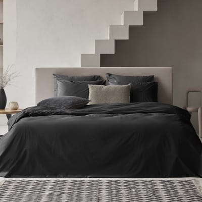 Dekbedovertrek – Egyptisch Katoen – effen – Zwart – 1-persoons – 140 x 200/220 cm + 1 kussensloop – Dreamers Den