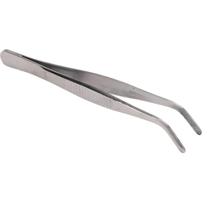Pince à épiler Type Haute Précision Acier Inoxydable Bord Dentelé Pince à épiler Portable 12.5cm Courbée Ronde gray