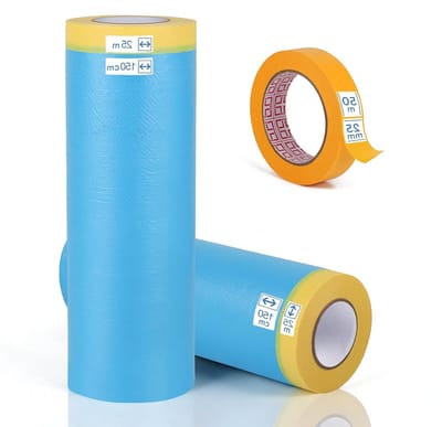 Afdekfolie met tape - Plakfolie schilderen - Muren beschermen - Geïntegreerde tape - 25 meter - Transparant