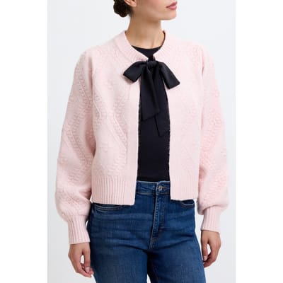 French Connection Bobble Bow Cardigan Lotus Pink/black Bow Maat: XS | Jassen Outlet | Dames | Zwart
