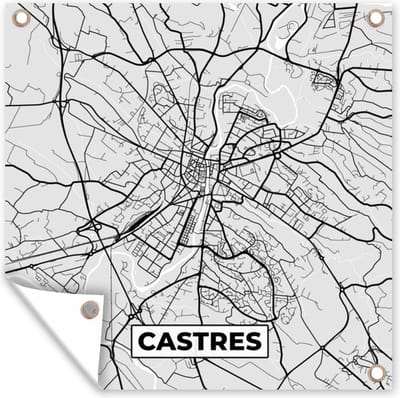 Tuin poster Plattegrond - Kaart - Stadskaart - Frankrijk - Castres - 200x200 cm - Tuindoek