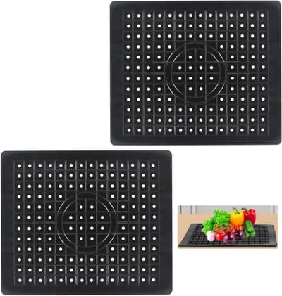 Rubber Afvoerbescherming voor Spoelbakken, 2 Stuks, 31.5 x 26 cm, Antislip Mat, Waterdichte Bescherming, Afvoermat, Keukenaccessoires
