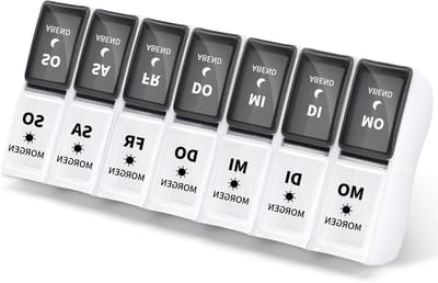 Tabletten Organizer voor 7 Dagen met 2 Compartimenten - Afneembare Pillendoos voor Medicijnen