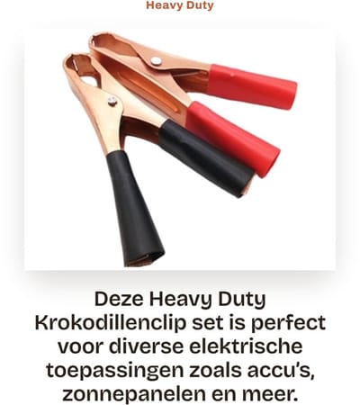 Dailygoods - Heavy Duty Krokodillenclip Set - 2 Stuks - Voor Elektrische Toepassingen - Rood en Zwart - Krokodillenclips - Sterke Grip - Geschikt voor...