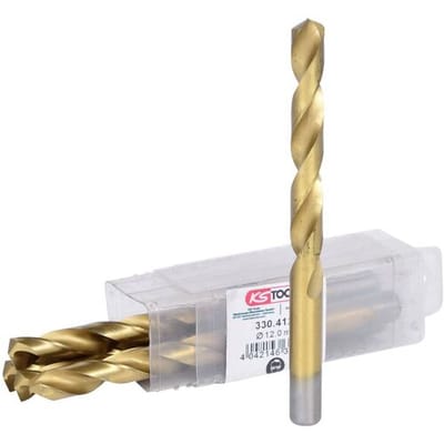 KS Tools 330.4120 330.4120 HSS TiN-punt Metaal-spiraalboorset 12 mm Gezamenlijke lengte 151.0 mm TiN DIN 338 5 stuk(s)