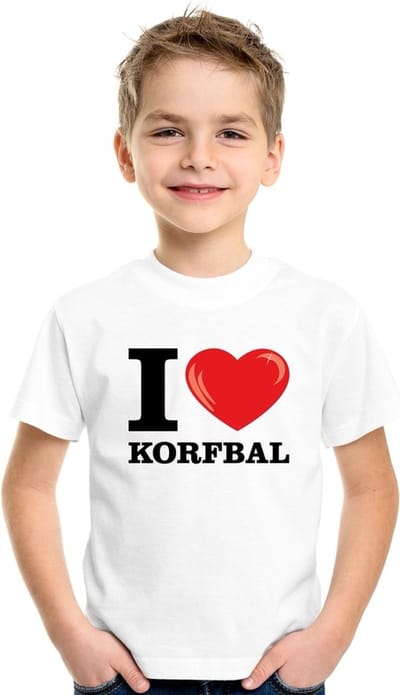 Wit I love korfbal t-shirt kinderen 110/116