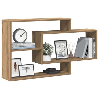 vidaXL - Wandschap - 104x20x58,5 - cm - bewerkt - hout - artisanaal - eikenkleurig