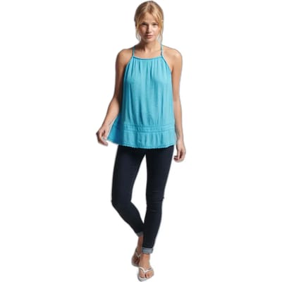 Superdry Vintage Beach Mouwloos T-shirt Blauw S Vrouw
