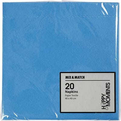 Servetten, afm 40x40 cm, 60 gr, turquoise, 20 stuk/ 1 doos