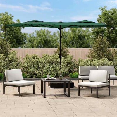 vidaXL - Parasol - dubbel - met - LED's - 316x145 - cm - groen