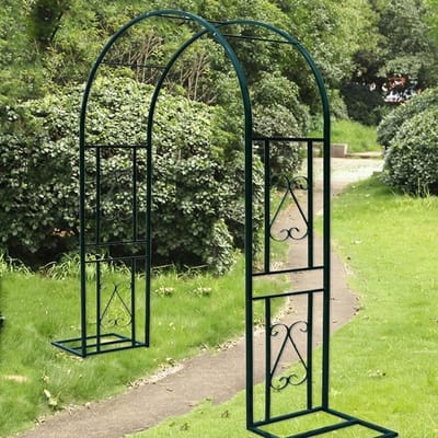 Metalen Tuinboog - Rozenboog Klimplanten - Tuindecoratie Entree - Roestvrij Metaal Weerbestendig - 180 x 230 x 40 cm - Zwart