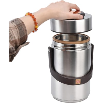 2300 ml Geïsoleerde Lunchcontainers Draagbare 304 Roestvrij Staal Vacuüm Geïsoleerde Voedselcontainer Vacuüm Bento Lunchbox L beige