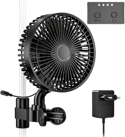 Oscillerende Ventilator - Kweekbox Ventilator - Planten Luchtcirculatie - Stille EC-motor - 4 Snelheden - Zwart