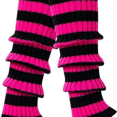 1 Paar Dames Beenwarmers, Party Dans Sport Yoga Ribgebreide Beenwarmers one-size warm roze kleur
