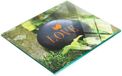 Multifunctionele decoratieve snijplank van gehard glas voor in de keuken, met het thema 'Love', 60x52 cm