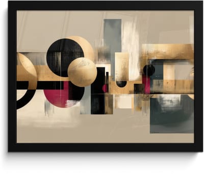 Poster in lijst - Fotolijst 40x30 cm - Posters - Abstract - Vormen - Beige - Texturen - Posterlijst zwart - Decoratie - Wanddecoratie woonkamer - Muurdecoratie slaapkamer