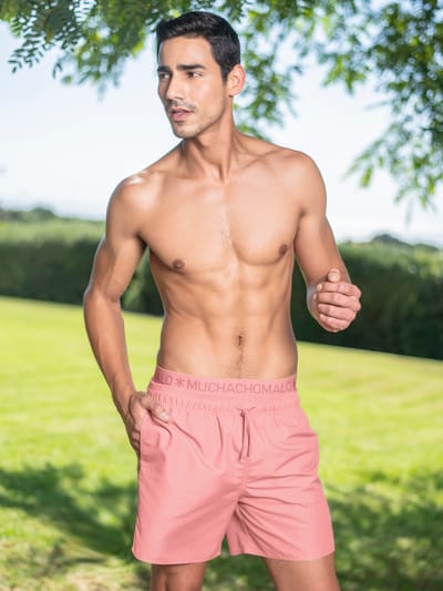 Muchachomalo Heren Zwembroek - 1 Pack + Boxershort - Maat M - Roze - Mannen Zwembroek