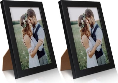 2 Pack 5x7 fotolijst, zwarte fotolijst met mat voor wand- en tafelbladweergave, resistente kunststof fotolijst met helder plexiglas voor verticale of horizontale weergave