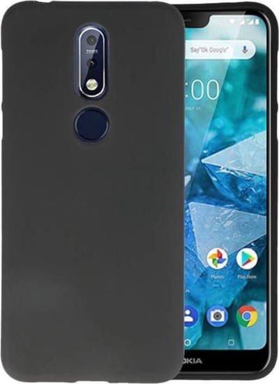 Bestcases Color Telefoonhoesje - Backcover Hoesje - Siliconen Case Back Cover voor Nokia 7.1 - Zwart