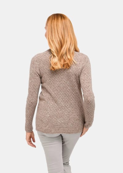 Elegante ajour pullover van eersteklas gemêleerd garen - taupe / gemêleerd - Gr. 44 van Goldner Fashion
