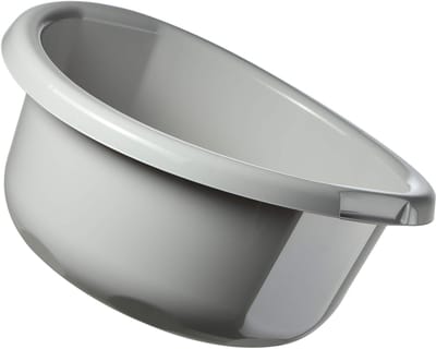 KADAX Kunststof kom, spoelbak in verschillende maten en kleuren, robuuste wasbak, universele kom, spoelbak voor badkamer, wasruimte (20 l, grijs)