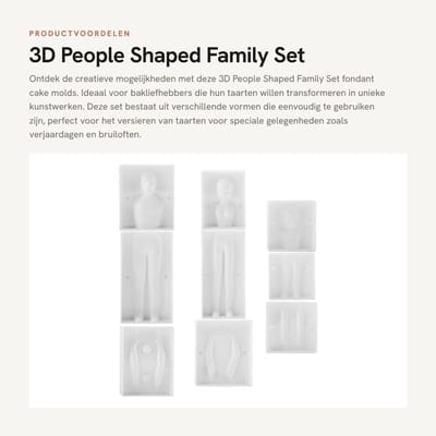 Dailygoods- Taartvormen 3D Familie Set - Bakvormen voor Fondant - Voedselveilig Plastic - Duurzaam en Herbruikbaar - Eenvoudig te Reinigen - Bakvorm