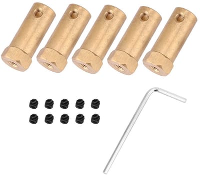 Dailygoods- Zeskantkoppeling 30 Mm - 5 Stuks - Messing Koppeling - Motorconnectoraccessoires - Inbussleutel - Schroeven - Duurzaam - Motorconnector