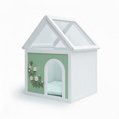Kattenhuis - Houten kattenmeubel - Indoor kattenhuis - Huisdierenmeubel - Cederhout - Acryl dak - Bijzettafel - Kliksysteem - Woonkamer - 63,5x47,5x78,0cm - Slaapplek - Naturel