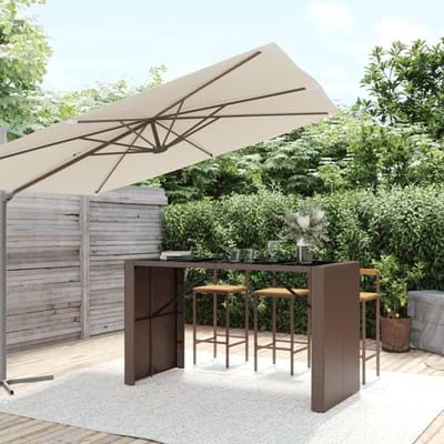 Bartafel met glasplaat - Statafel buiten - Terras Genieten - Weerbestendig rotan - 185 x 80 x 110 cm - Bruin