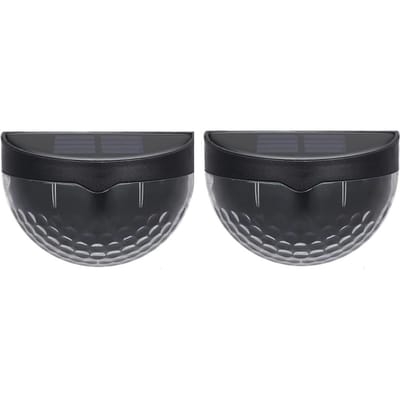 Lampe solaire de clôture à 6led, 2 pièces, Semi-circulaire, pour Table, marche, jardin, applique murale noir