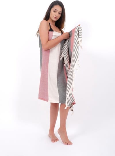 Lubna Home Hamamdoek 100x180cm met Franjes 100% Katoen -stranddoek-DOWN