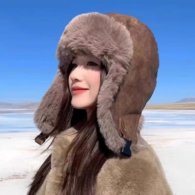 Winter oorkap muts - Leren waterdichte muts - Winter oorkap skimuts - Koude en winddichte muts - Verdikt en warm - Unisex - Geschikt voor skiën, wandelen, reizen, jagen - Bruin