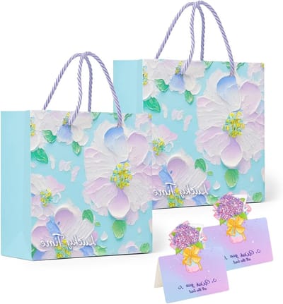 Set van 2 elegante cadeautassen met handvat, praktische geschenktassen van hoogwaardig papier voor verjaardagen, bruiloften en speciale gelegenheden
