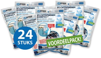 Benson clean vochtopnemer compact - 210 gram - 24 stuks - met hanger - geurloos