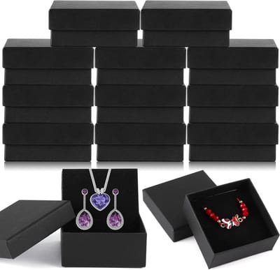Sieraden Geschenkdozen - Juwelendoosjes Organizer - Cadeaus Verpakken - Met Katoen Gevuld - 7x7x3 cm - Zwart