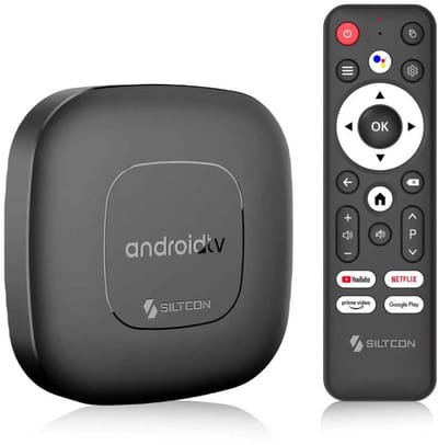 Siltcon® Android TV Box 4K & 8K HDR – Streaming Box - 2.4 & 5 GHz WiFi & Bluetooth – 16GB – Geschikt voor Google TV Streamer & Assistant– Upgrade elke TV naar SmartTV - Geschikt voor 3000+ apps! - Zwart