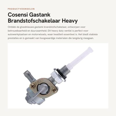Dailygoods- Brandstofschakelaar Heavy Duty - Benzinekraan - Gastankventiel - Duurzaam - Betrouwbare Kwaliteit - M10 X 1.25