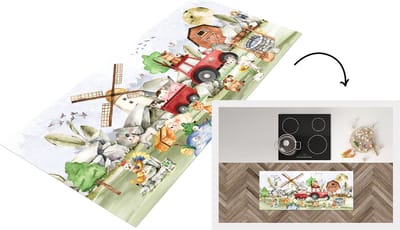 Keukenloper - Loper keuken - Boerderij - Kinderen - Boerderijdieren - 120x50 cm - Keukenloper vinyl