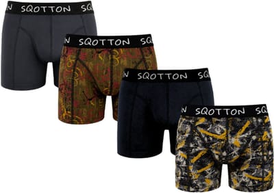 SQOTTON® Heren Boxershorts 4-Pack - Normale Lengte - Katoenen boxer - Heren onderbroek - Rebel Lines - Maat M
