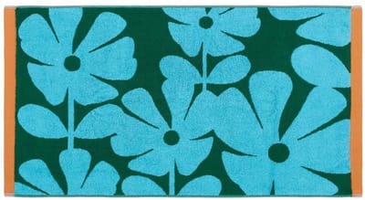 Orla Kiely Wildflower Blue Lagoon badmat - blauw/groen - jacquard douchemat - 50x90 cm